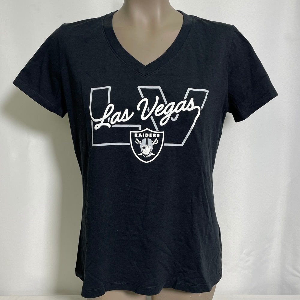 Las Vegas Raiders NFL Nike Silver & Black Nation T-Shirt Women's MEDIUM